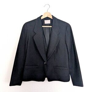 Vintage Pendleton Virgin Wool blazer single breasted career coat black 6 petite